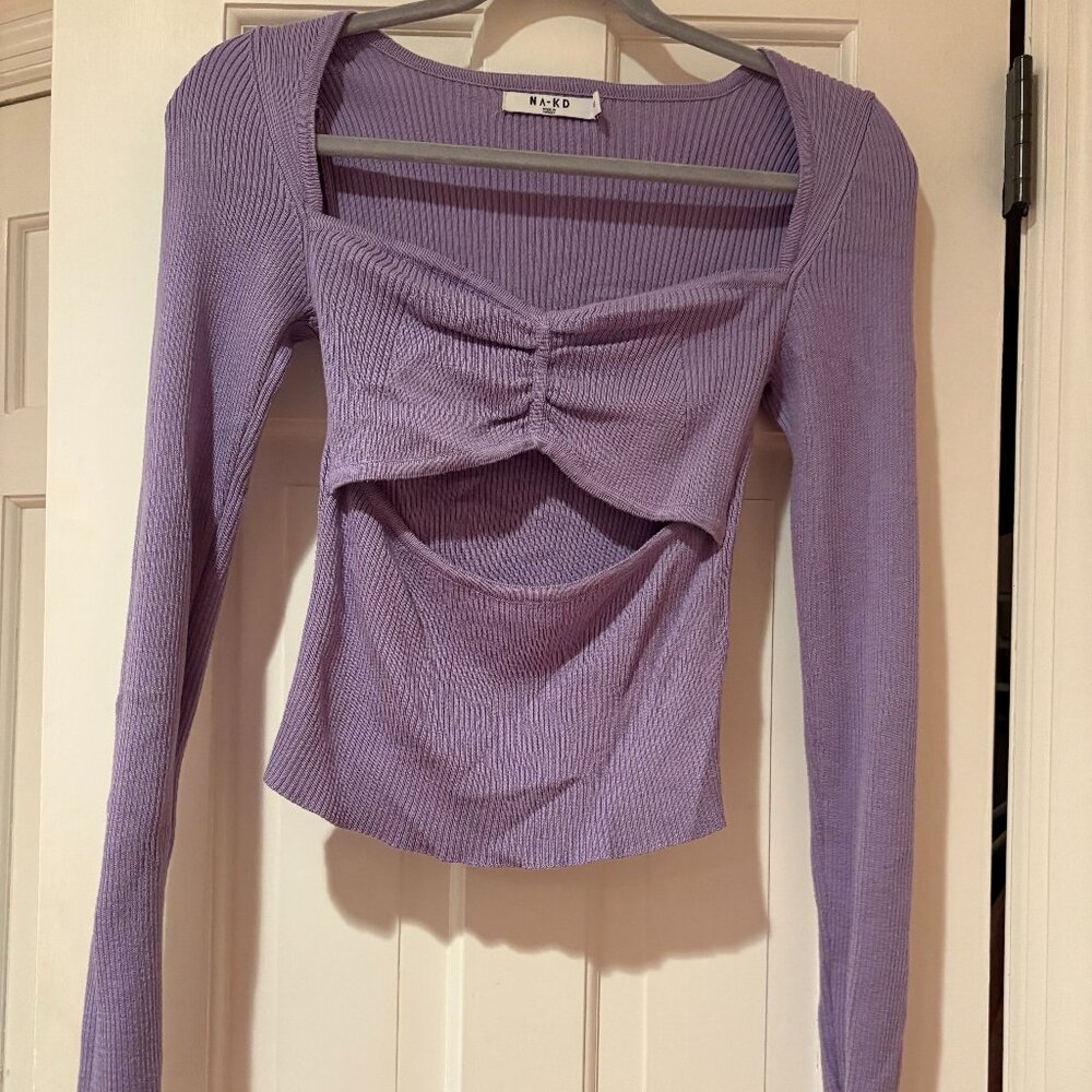Purple Cutout Knit Top